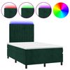 vidaXL Box Spring Bed with Mattress&LED Dark Green 120x200 cm Velvet