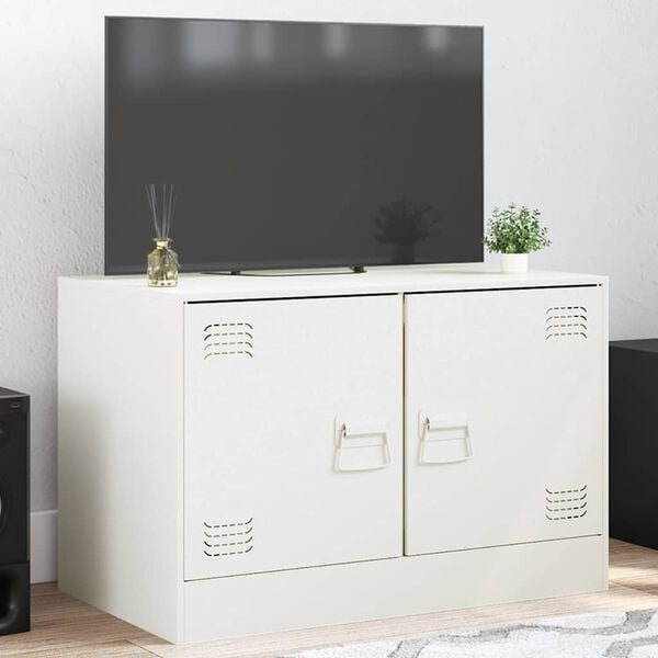 vidaXL TV Cabinet White 67x39x44 cm Steel