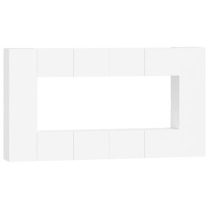 vidaXL 8 Piece TV Cabinet Set White Engineered Wood