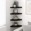 vidaXL Floating Corner Shelves 4 pcs High Gloss Black 35x35x3.8 cm MDF