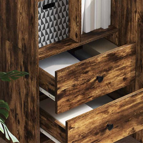 vidaXL Highboard with Drawer Smoked Oak 45.5 x 34 x 127 cm