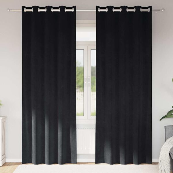 vidaXL Blackout Curtains 2 pcs Black 140 x 225 cm Velvet