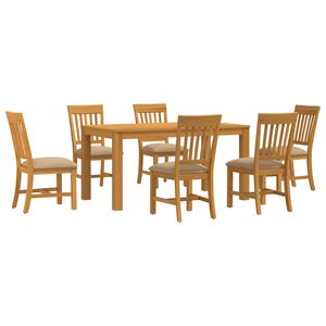 vidaXL Dining Set 7 pcs Beige Solid Oak Wood