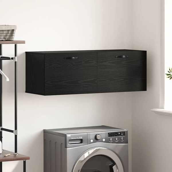vidaXL Wall-Mounted Cabinet Wall-mounted Black Oak 100 x 36.5 x 35 cm