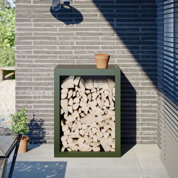 vidaXL Firewood Rack Green 60x40x80 cm Steel