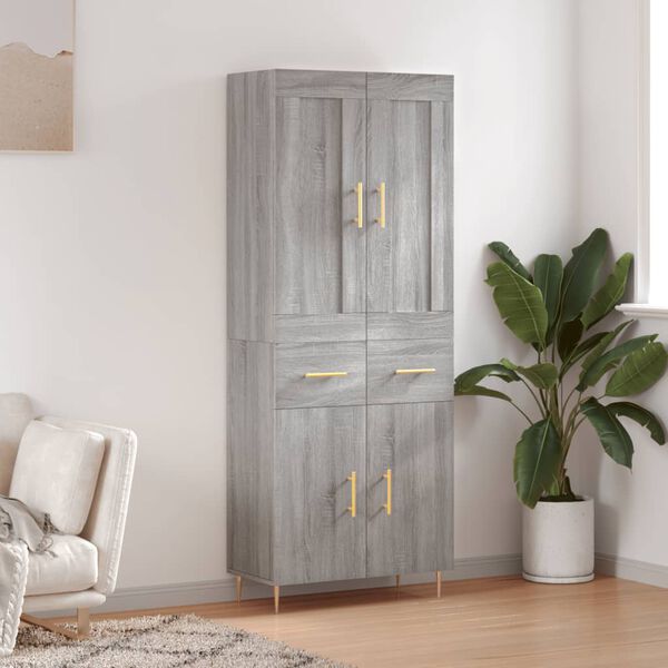 vidaXL Highboard Grey Sonoma 69.5x34x180 cm Engineered Wood