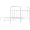vidaXL Metal Bed Frame without Mattress with Headboard White 135x190cm