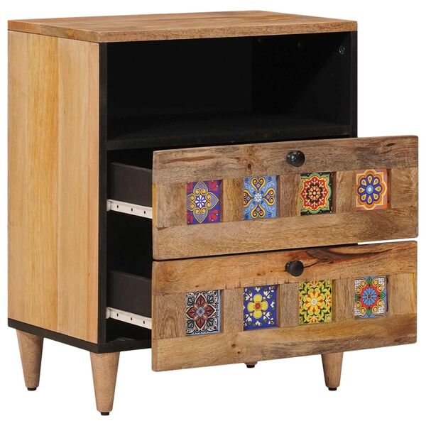 vidaXL Bedside Cabinet Natural 50 x 33 x 60 cm Solid Mango Wood
