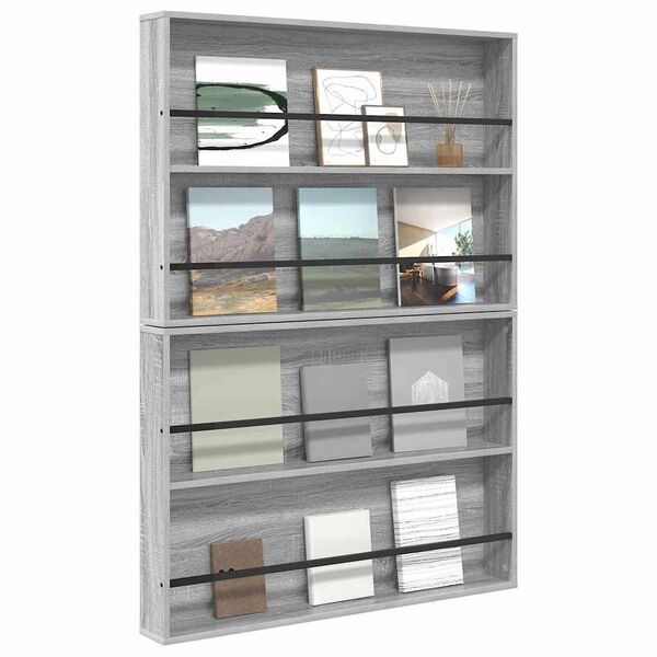 vidaXL Magazine Rack with Shelf 2 pcs Grey Sonoma 100 x 12 x 70 cm