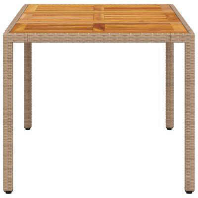 vidaXL Garden Table Beige 150x90x75 cm Poly Rattan Acacia Wood