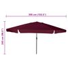 vidaXL Garden Parasol Bordeaux Red 395 x 395 x 245 cm