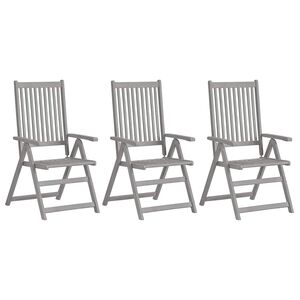 vidaXL Garden Reclining Chairs 3 pcs Grey Solid Acacia Wood