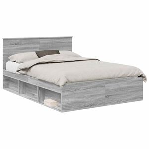 vidaXL Bed Frame Grey Sonoma 135 x 190 cm Solid Pine Wood