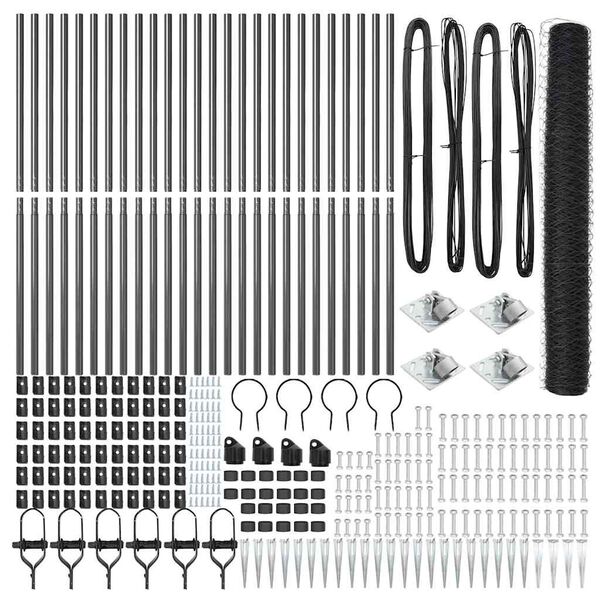 vidaXL Fence Post Grey 50 x 1.4 m (50 mm mesh) Steel and PVC