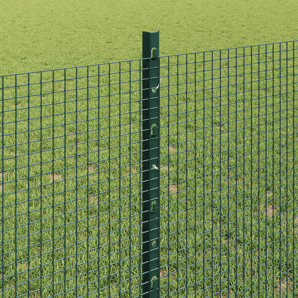 vidaXL Fence with Post Green 0.8 x 100 m Steel and PVC