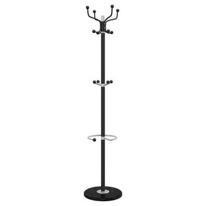 vidaXL Coat Stand with Umbrella Holder Black 180 cm Powder-coated Iron