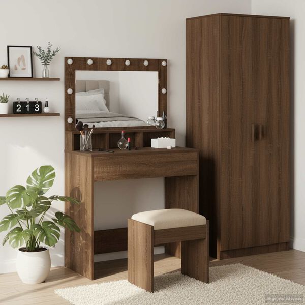 vidaXL Dressing Table Brown Oak 75.5 x 41 x 135 cm Engineered Wood