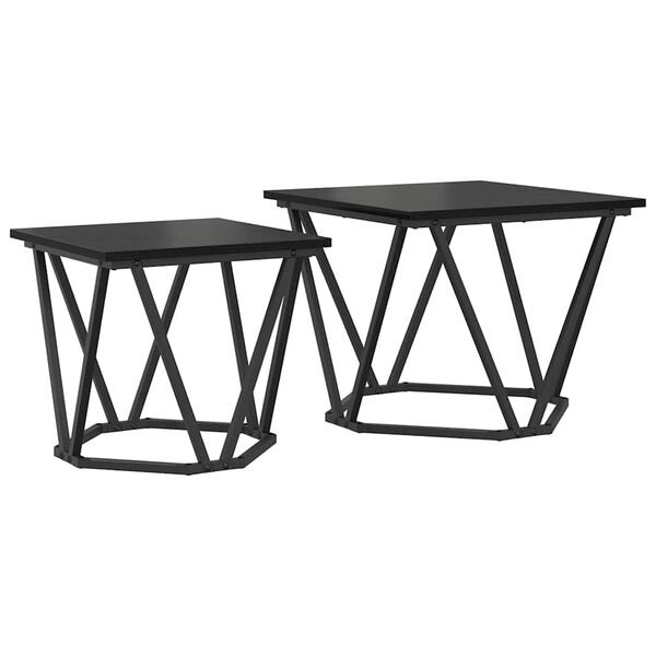 vidaXL Side Table Set 2 pcs Black oak 50 x 50 x 40 cm