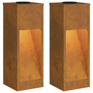 vidaXL Solar Led Pathway Light 2 pcs Corten Steel Corten Steel