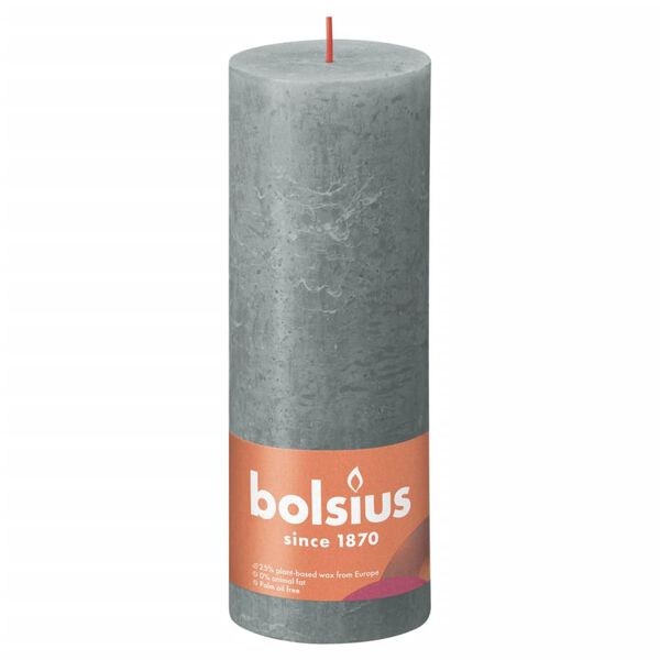 Bolsius Rustic Pillar Candles Shine 4 pcs 190x68 mm Eucalyptus Green