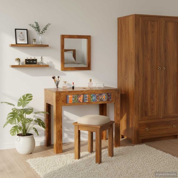 vidaXL Dressing Table Brown 90 x 45 x 75 cm Solid Acacia wood