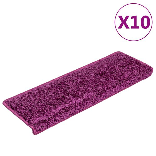 vidaXL Stair Mats 10 pcs 65x21x4 cm Violet Rectangular Edge