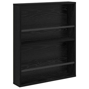 vidaXL Magazine Rack Black Oak 60 x 12 x 70 cm Engineered Wood