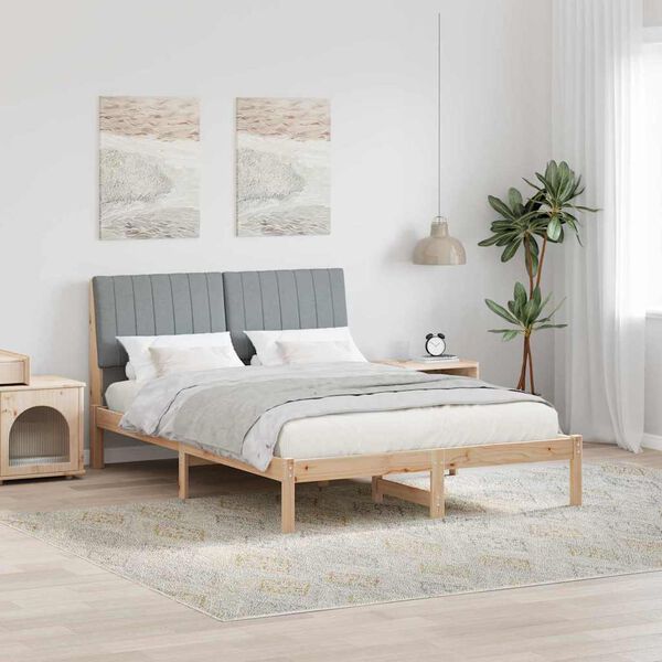 vidaXL Bed Frame Light Grey 140 x 190 cm Solid Pine Wood