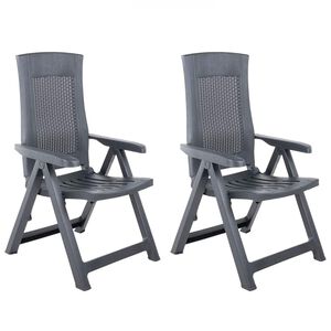 vidaXL Reclining Folding Chairs 2 pcs Plastic Anthracite