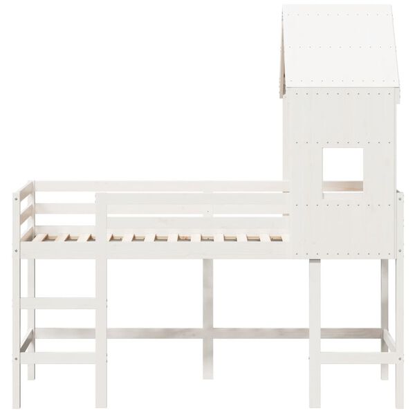 vidaXL Loft Bed with Ladder and Roof without Mattress White 80x200 cm