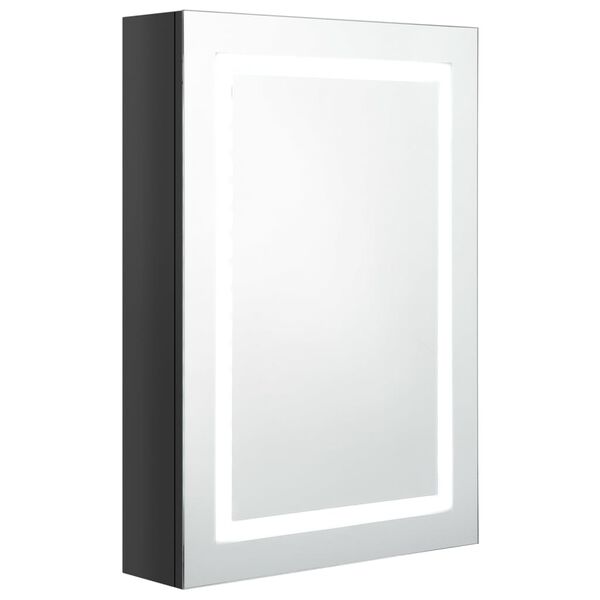 vidaXL LED Bathroom Mirror Cabinet Shining Black 50x13x70 cm
