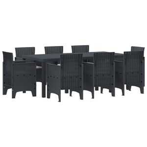 vidaXL Garden Dining Set 9 pcs Anthracite Polypropylene