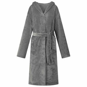 vidaXL Bathrobe Hoodie Dark Grey XL Flannel