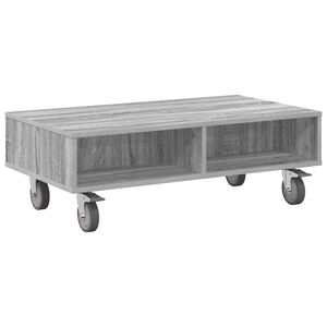 vidaXL Side Table with Wheels Grey Sonoma 90 x 50 x 30 cm