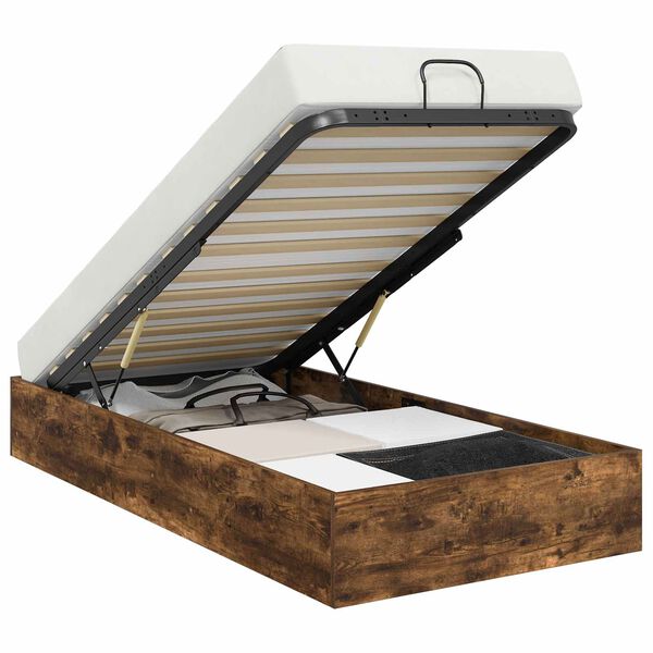 vidaXL Ottoman Bed Frame Smoked Oak 203 x 100 x 25 cm Chipboard