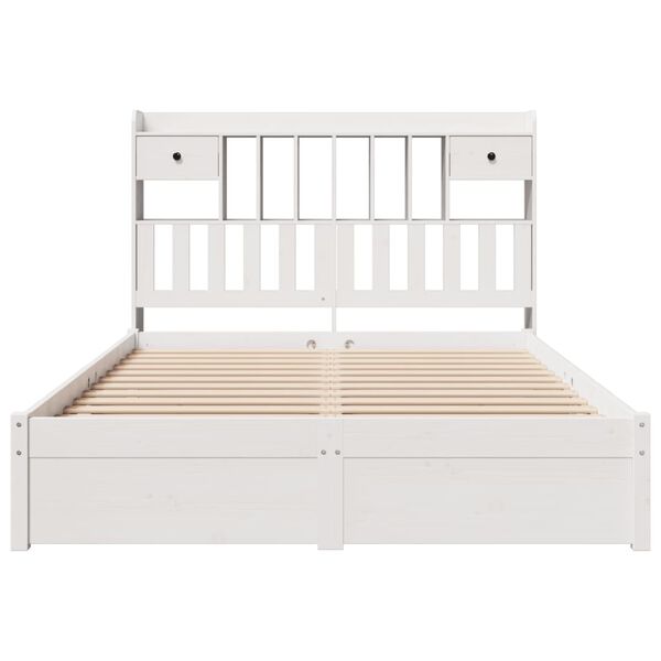 vidaXL Bookcase Bed without Mattress White 140x190cm Solid Wood Pine