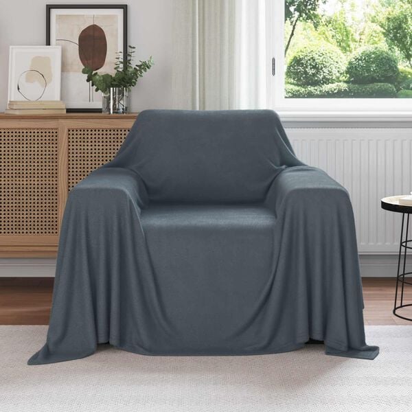 vidaXL Throw Blanket Dark Grey 210 x 140 cm Fleece