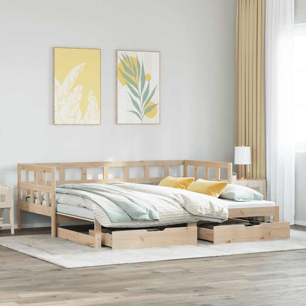vidaXL Daybed with Trundle and Drawers without Mattress 90x190 cm Single
