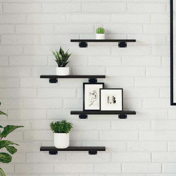 vidaXL Bookshelf Board 4 pcs Black 40 x 10 x 1.5 cm Engineered Wood