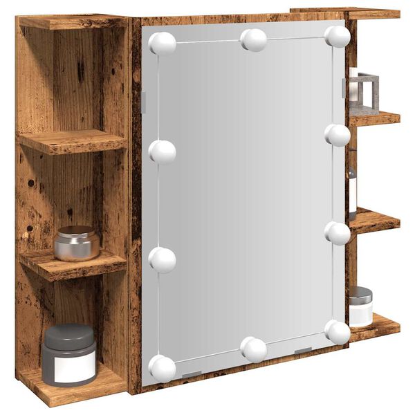 vidaXL Mirror Cabinet with LED Old Wood 70x16.5x60 cm