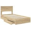 vidaXL Storage Bed with Drawer Sonoma Oak 100 x 200 cm Engineered Wood