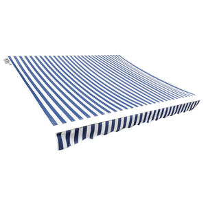 vidaXL Awning Top Sunshade Canvas Blue & White 4 x 3 m