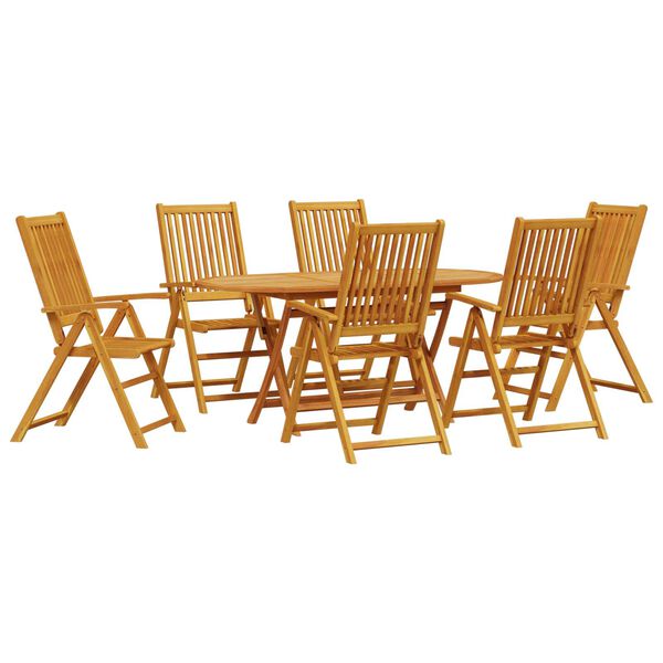 vidaXL Garden Dining Set Folding 7 pcs Brown Solid Acacia Wood