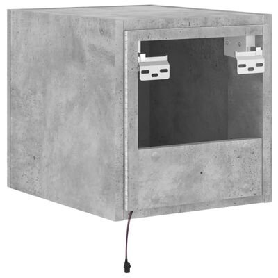 vidaXL TV Wall Cabinet with LED Lights Concrete Grey 30.5x35x30 cm