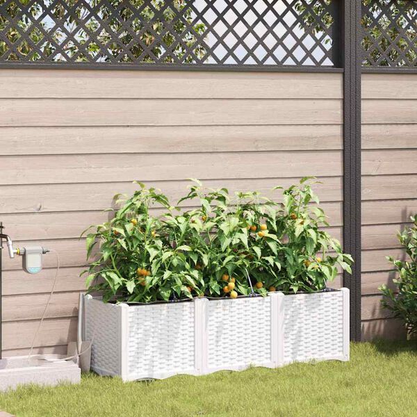 vidaXL Garden Planter 3 pcs White Plastic