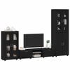 vidaXL TV Cabinet Set with Drawer with Shelf Black Engineered Wood