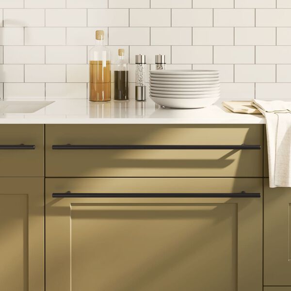 vidaXL Cabinet Handles 10 pcs Black 480 mm Stainless Steel