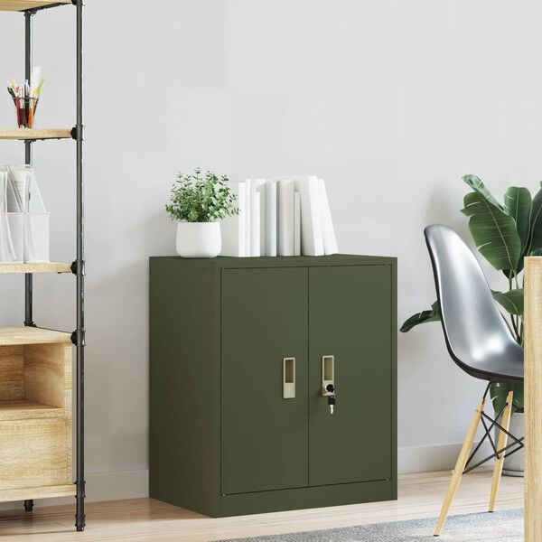 vidaXL Storage Cabinet Olive Green 60 x 40 x 70 cm Steel