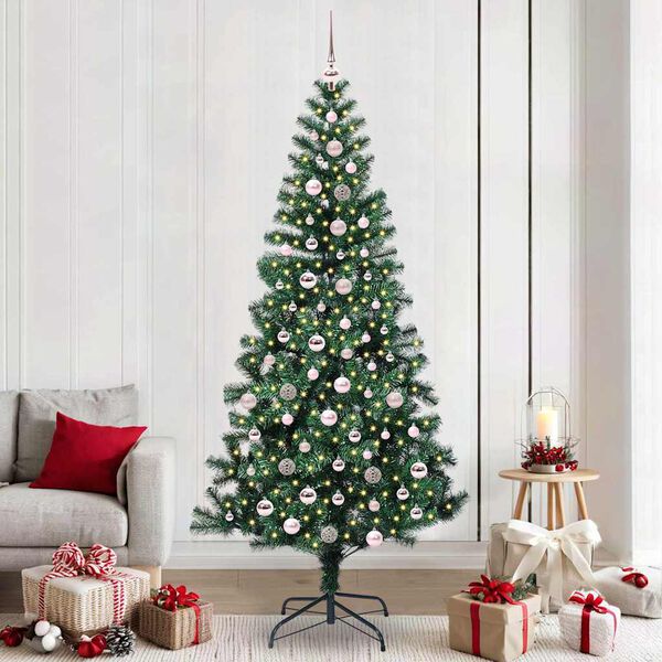 vidaXL Artificial Pre-lit Christmas Tree Green 240 cm PVC and Metal