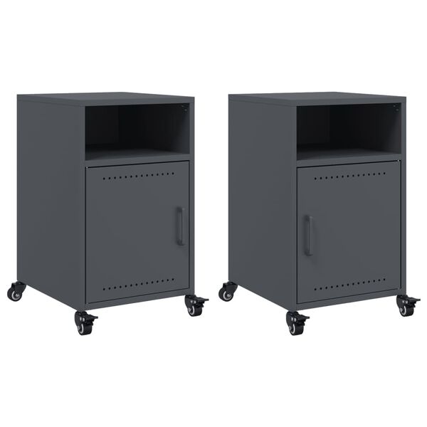 vidaXL Bedside Cabinets 2 pcs Anthracite 36x39x59 cm Steel